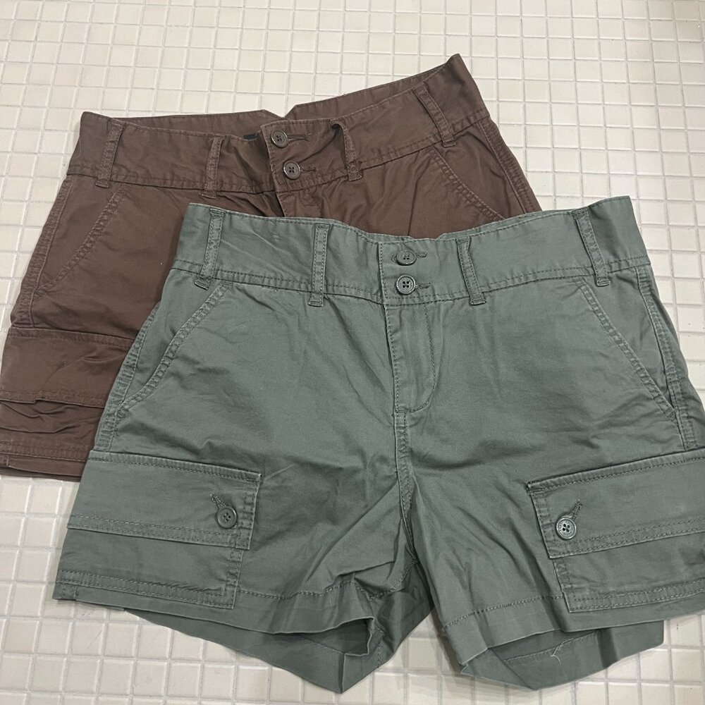 Lot 2 Pair Calvin Klein Jeans Wm 6 Cargo Shorts Wide Waist 3" Inseam Casual